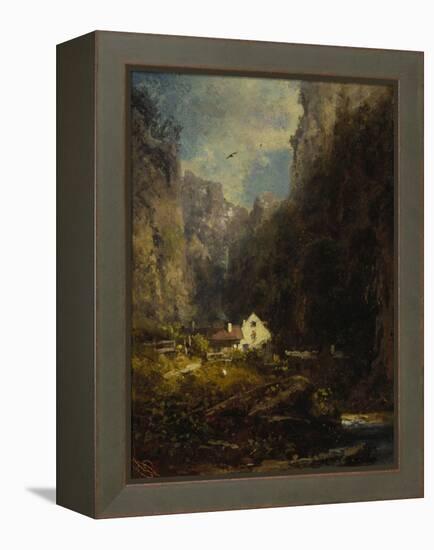 Gorge with Farmhouse at a Stream, about 1875/80-Carl Spitzweg-Framed Premier Image Canvas