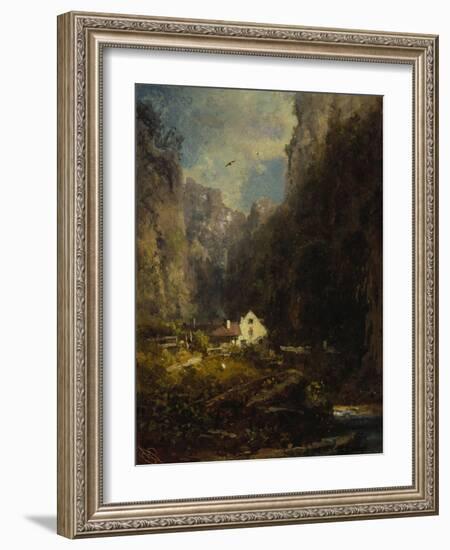 Gorge with Farmhouse at a Stream, about 1875/80-Carl Spitzweg-Framed Giclee Print