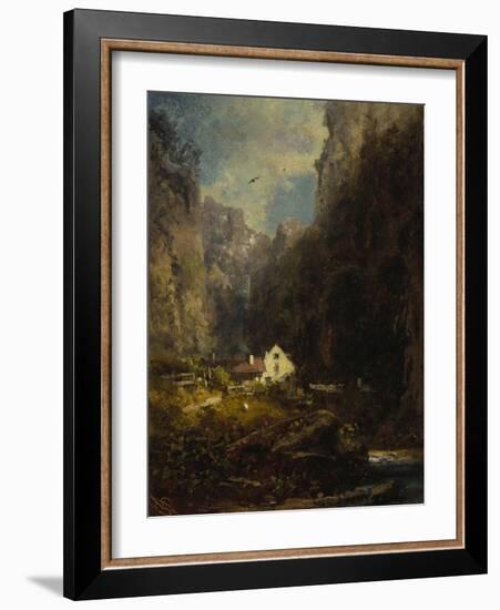 Gorge with Farmhouse at a Stream, about 1875/80-Carl Spitzweg-Framed Giclee Print