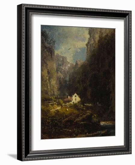 Gorge with Farmhouse at a Stream, about 1875/80-Carl Spitzweg-Framed Giclee Print