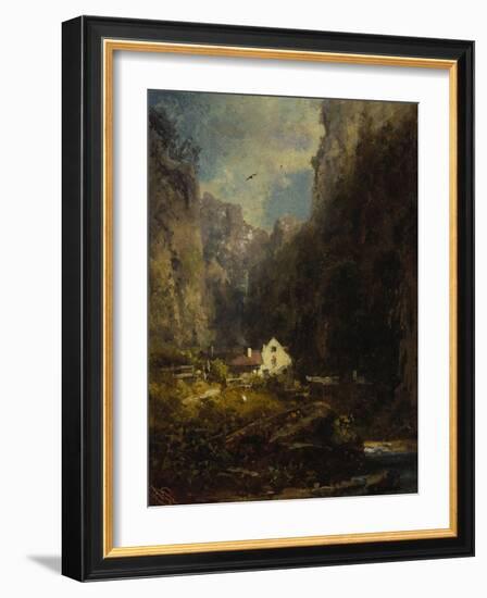 Gorge with Farmhouse at a Stream, about 1875/80-Carl Spitzweg-Framed Giclee Print