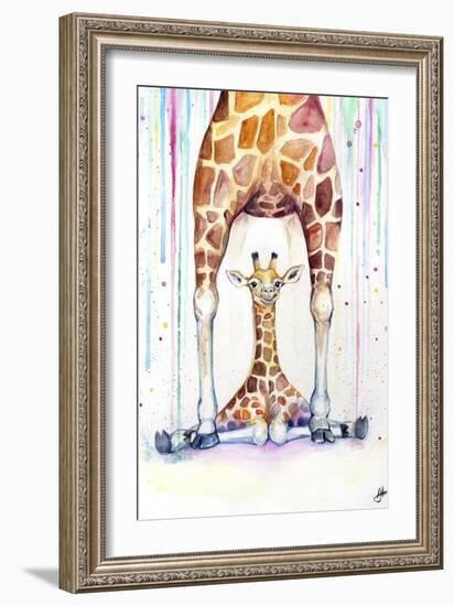 Gorgeous Giraffes (Rain)-Marc Allante-Framed Giclee Print