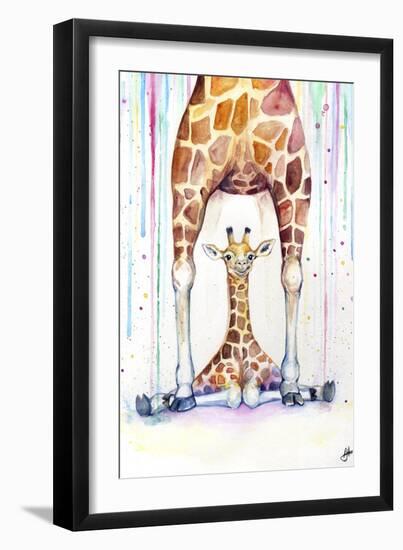 Gorgeous Giraffes (Rain)-Marc Allante-Framed Giclee Print