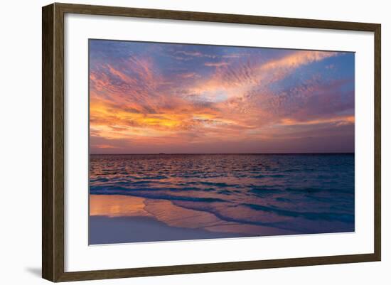 Gorgeous Sunset over Ocean, Panorama of Tropical Island, Maldives-Maryna Patzen-Framed Photographic Print