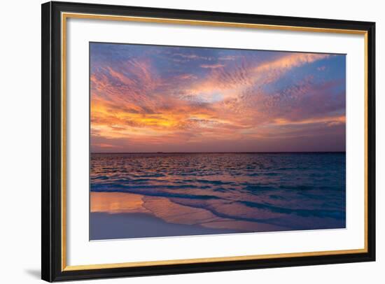 Gorgeous Sunset over Ocean, Panorama of Tropical Island, Maldives-Maryna Patzen-Framed Photographic Print