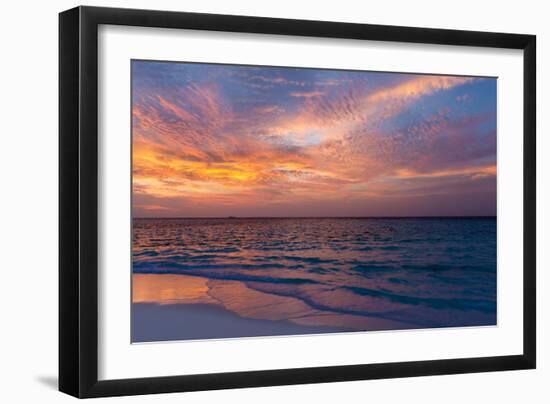 Gorgeous Sunset over Ocean, Panorama of Tropical Island, Maldives-Maryna Patzen-Framed Photographic Print