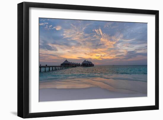 Gorgeous Sunset over the Ocean. Panorama of Tropical Island. Maldives-Maryna Patzen-Framed Photographic Print