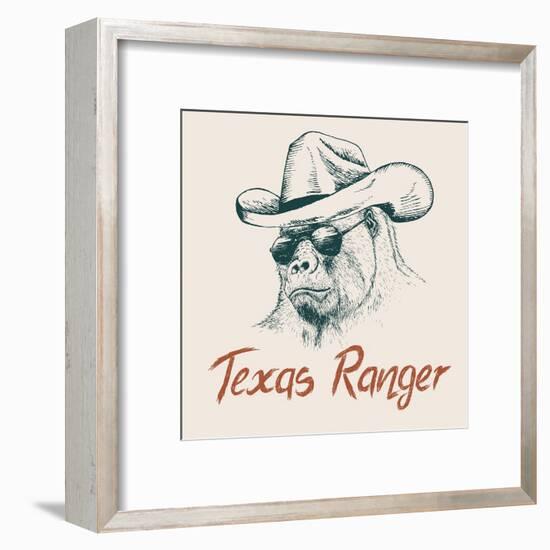 Gorilla like a Texas Ranger Dressed in Sheriff Hat.Prints Design for T-Shirts-Dimonika-Framed Art Print