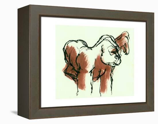 Gorillas, ink drawing, 1975-null-Framed Premier Image Canvas