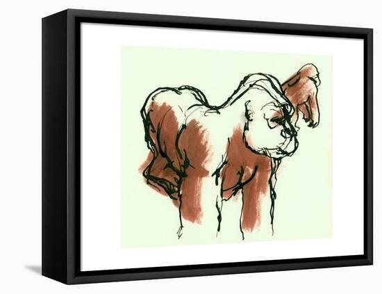 Gorillas, ink drawing, 1975-null-Framed Premier Image Canvas