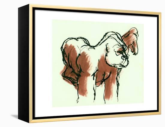 Gorillas, ink drawing, 1975-null-Framed Premier Image Canvas