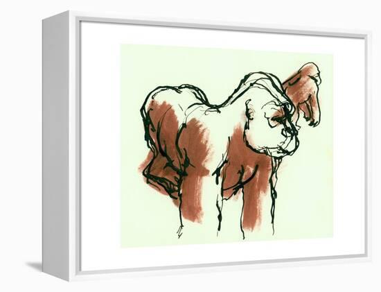 Gorillas, ink drawing, 1975-null-Framed Premier Image Canvas