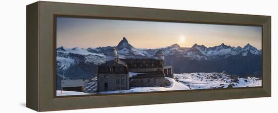 Gornergrat Kulm Hotel and Matterhorn, Zermatt, Valais, Switzerland-Jon Arnold-Framed Premier Image Canvas