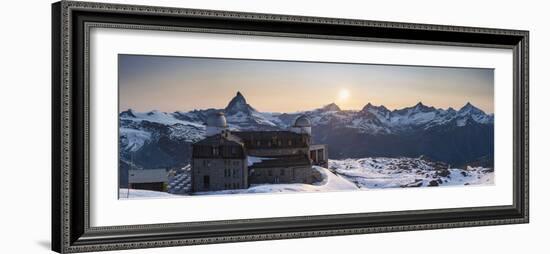 Gornergrat Kulm Hotel and Matterhorn, Zermatt, Valais, Switzerland-Jon Arnold-Framed Photographic Print