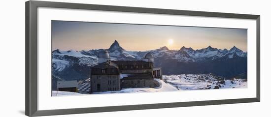 Gornergrat Kulm Hotel and Matterhorn, Zermatt, Valais, Switzerland-Jon Arnold-Framed Photographic Print