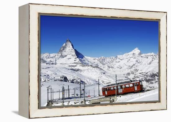 Gornergratbahn at Riffelberg, Matterhorn, Zermatt, Valais, Switzerland-Norbert Eisele-Hein-Framed Premier Image Canvas