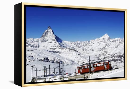 Gornergratbahn at Riffelberg, Matterhorn, Zermatt, Valais, Switzerland-Norbert Eisele-Hein-Framed Premier Image Canvas