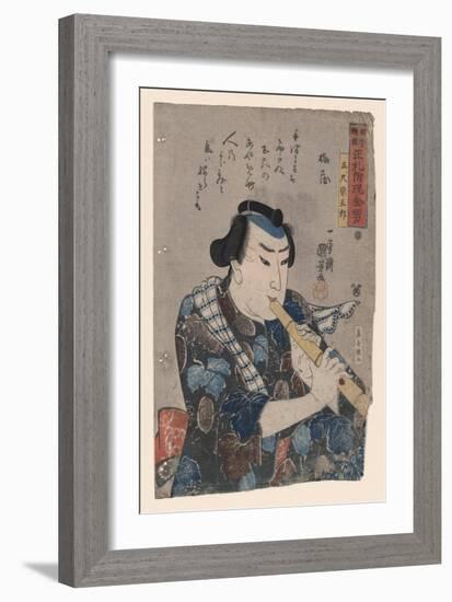 Goshaku Somegoro Playing Shakuhachi-Kuniyoshi Utagawa-Framed Giclee Print