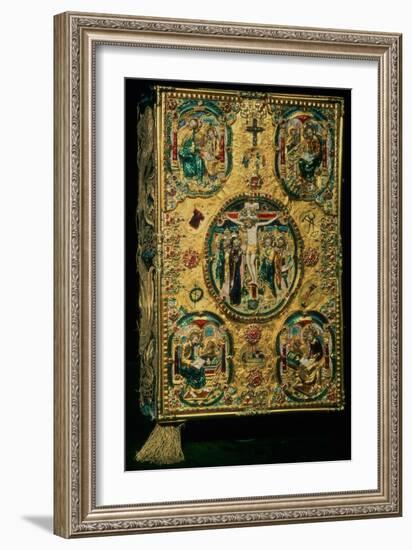 Gospel Cover, Gold with Repousse and Enamel Decoration, Set with Jewels, Russian, 12th Century-null-Framed Giclee Print