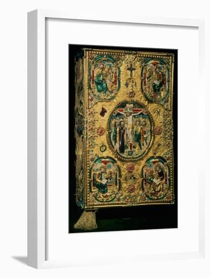 Gospel Cover, Gold with Repousse and Enamel Decoration, Set with Jewels, Russian, 12th Century-null-Framed Giclee Print