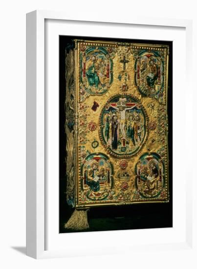 Gospel Cover, Gold with Repousse and Enamel Decoration, Set with Jewels, Russian, 12th Century-null-Framed Giclee Print