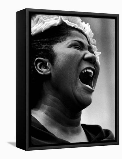 Gospel Singer Mahalia Jackson Singing at 'Prayer Pilgrimage for Freedom'-Paul Schutzer-Framed Premier Image Canvas
