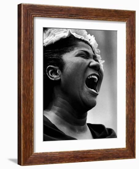 Gospel Singer Mahalia Jackson Singing at 'Prayer Pilgrimage for Freedom'-Paul Schutzer-Framed Premium Photographic Print