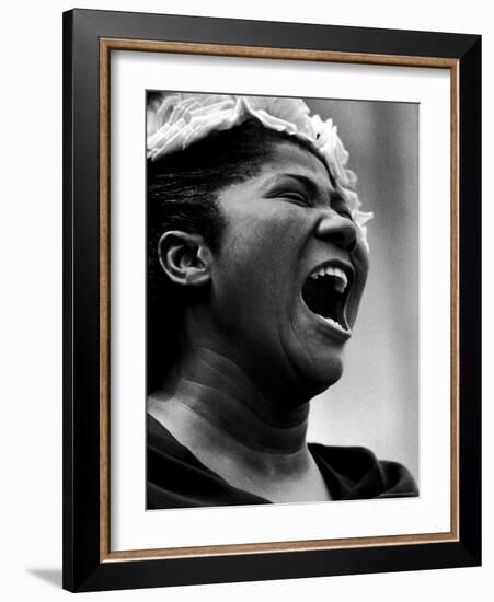 Gospel Singer Mahalia Jackson Singing at 'Prayer Pilgrimage for Freedom'-Paul Schutzer-Framed Premium Photographic Print