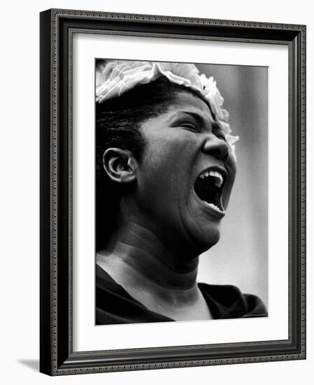 Gospel Singer Mahalia Jackson Singing at 'Prayer Pilgrimage for Freedom'-Paul Schutzer-Framed Premium Photographic Print