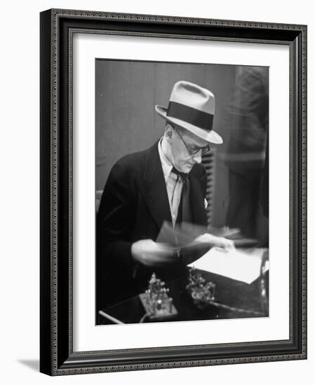 Gossip Columnist Walter Winchell Checking Script Before His Radio Broadcast at NBC Radio Studio-Alfred Eisenstaedt-Framed Photographic Print