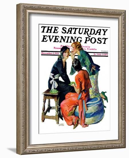 "Gossiping," Saturday Evening Post Cover, December 5, 1931-John LaGatta-Framed Giclee Print