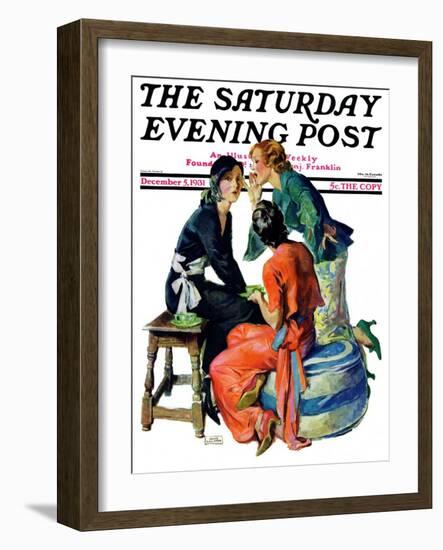 "Gossiping," Saturday Evening Post Cover, December 5, 1931-John LaGatta-Framed Giclee Print