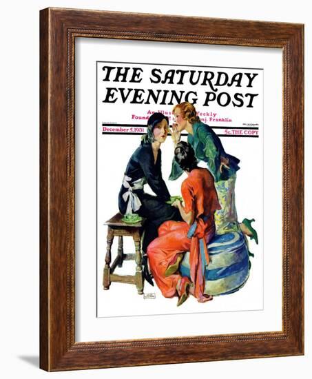 "Gossiping," Saturday Evening Post Cover, December 5, 1931-John LaGatta-Framed Giclee Print