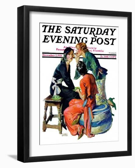 "Gossiping," Saturday Evening Post Cover, December 5, 1931-John LaGatta-Framed Giclee Print