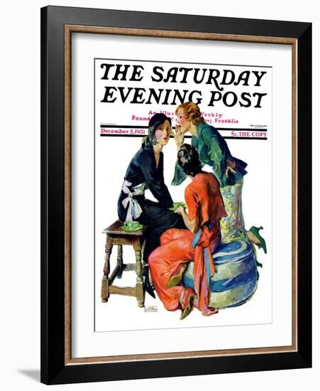 "Gossiping," Saturday Evening Post Cover, December 5, 1931-John LaGatta-Framed Giclee Print