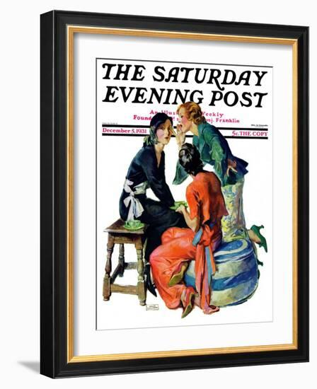 "Gossiping," Saturday Evening Post Cover, December 5, 1931-John LaGatta-Framed Giclee Print