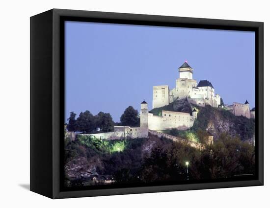 Gothic 15th Century Castle at Dusk, Trencin, Trencin Region, Slovakia-Richard Nebesky-Framed Premier Image Canvas