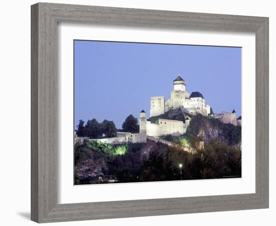 Gothic 15th Century Castle at Dusk, Trencin, Trencin Region, Slovakia-Richard Nebesky-Framed Photographic Print