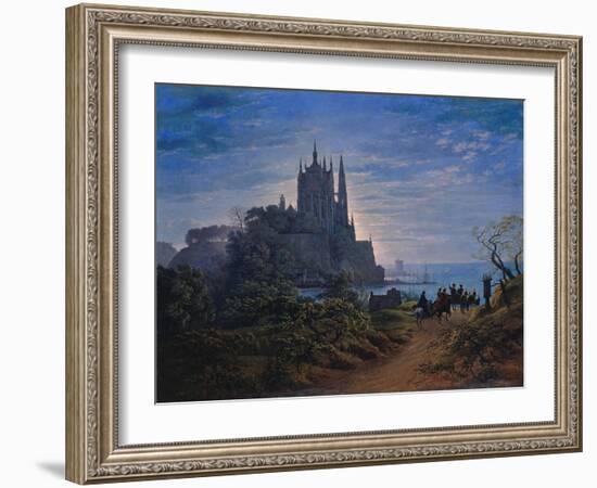 Gothic Church on a Rock by the Sea. 1815-Karl Friedrich Schinkel-Framed Giclee Print