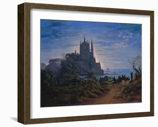 Gothic Church on a Rock by the Sea. 1815-Karl Friedrich Schinkel-Framed Giclee Print