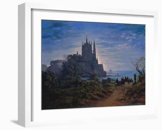 Gothic Church on a Rock by the Sea. 1815-Karl Friedrich Schinkel-Framed Giclee Print