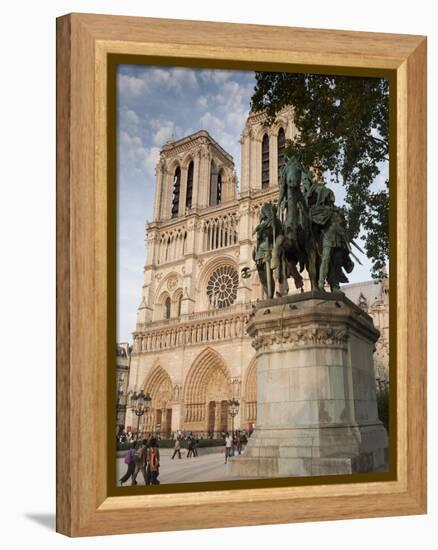 Gothic Notre Dame Cathedral and Statue of Charlemagne Et Ses Leudes, Place Du Parvis Notre Dame, Il-Richard Nebesky-Framed Premier Image Canvas