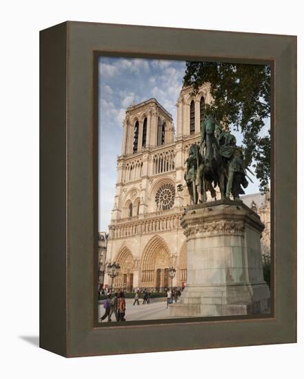 Gothic Notre Dame Cathedral and Statue of Charlemagne Et Ses Leudes, Place Du Parvis Notre Dame, Il-Richard Nebesky-Framed Premier Image Canvas