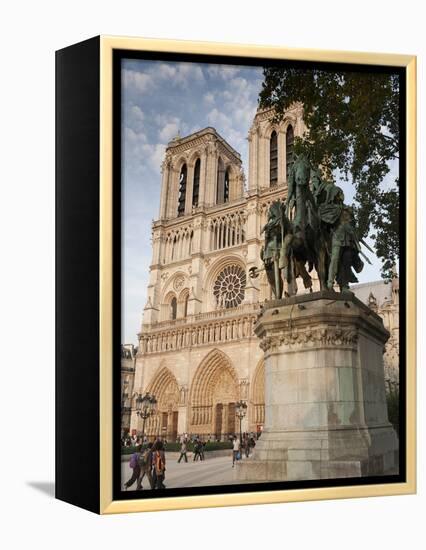 Gothic Notre Dame Cathedral and Statue of Charlemagne Et Ses Leudes, Place Du Parvis Notre Dame, Il-Richard Nebesky-Framed Premier Image Canvas