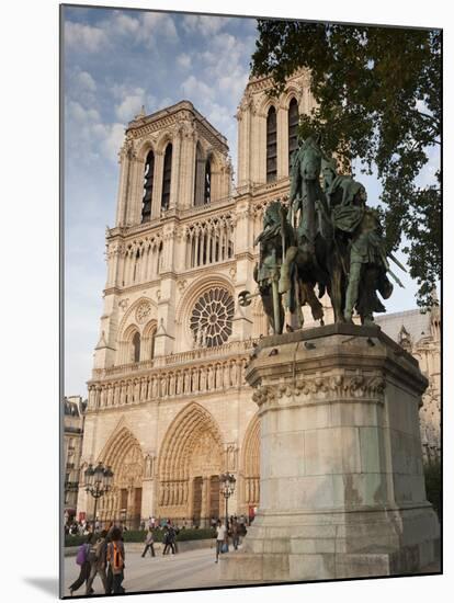 Gothic Notre Dame Cathedral and Statue of Charlemagne Et Ses Leudes, Place Du Parvis Notre Dame, Il-Richard Nebesky-Mounted Premium Photographic Print