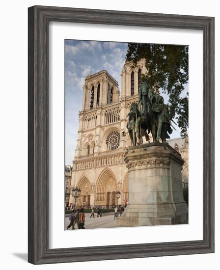 Gothic Notre Dame Cathedral and Statue of Charlemagne Et Ses Leudes, Place Du Parvis Notre Dame, Il-Richard Nebesky-Framed Photographic Print