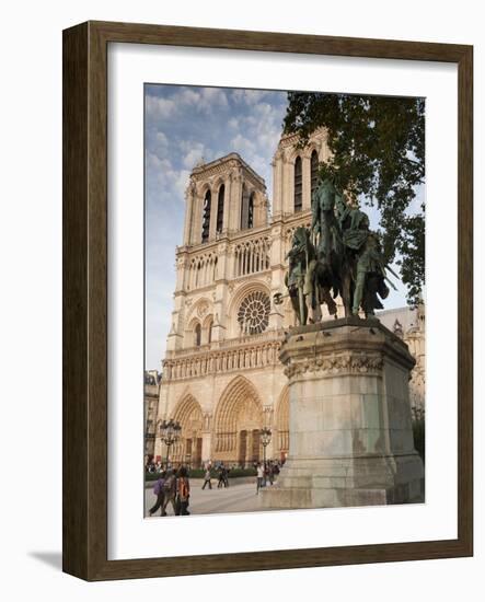 Gothic Notre Dame Cathedral and Statue of Charlemagne Et Ses Leudes, Place Du Parvis Notre Dame, Il-Richard Nebesky-Framed Photographic Print