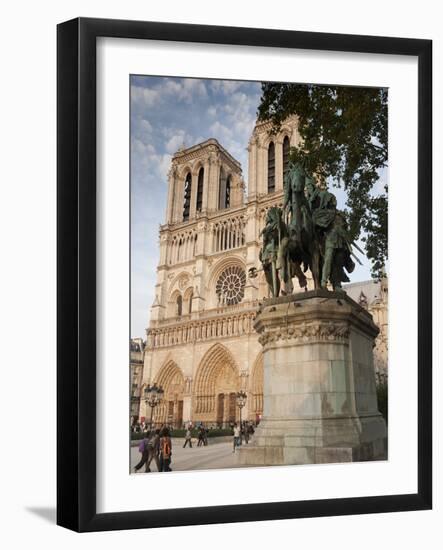 Gothic Notre Dame Cathedral and Statue of Charlemagne Et Ses Leudes, Place Du Parvis Notre Dame, Il-Richard Nebesky-Framed Photographic Print