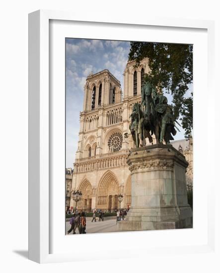 Gothic Notre Dame Cathedral and Statue of Charlemagne Et Ses Leudes, Place Du Parvis Notre Dame, Il-Richard Nebesky-Framed Photographic Print