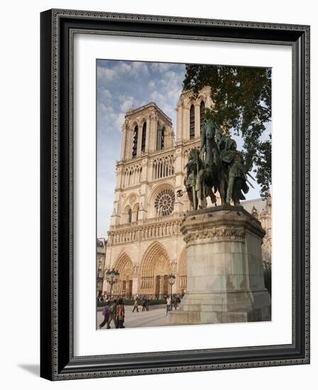 Gothic Notre Dame Cathedral and Statue of Charlemagne Et Ses Leudes, Place Du Parvis Notre Dame, Il-Richard Nebesky-Framed Photographic Print